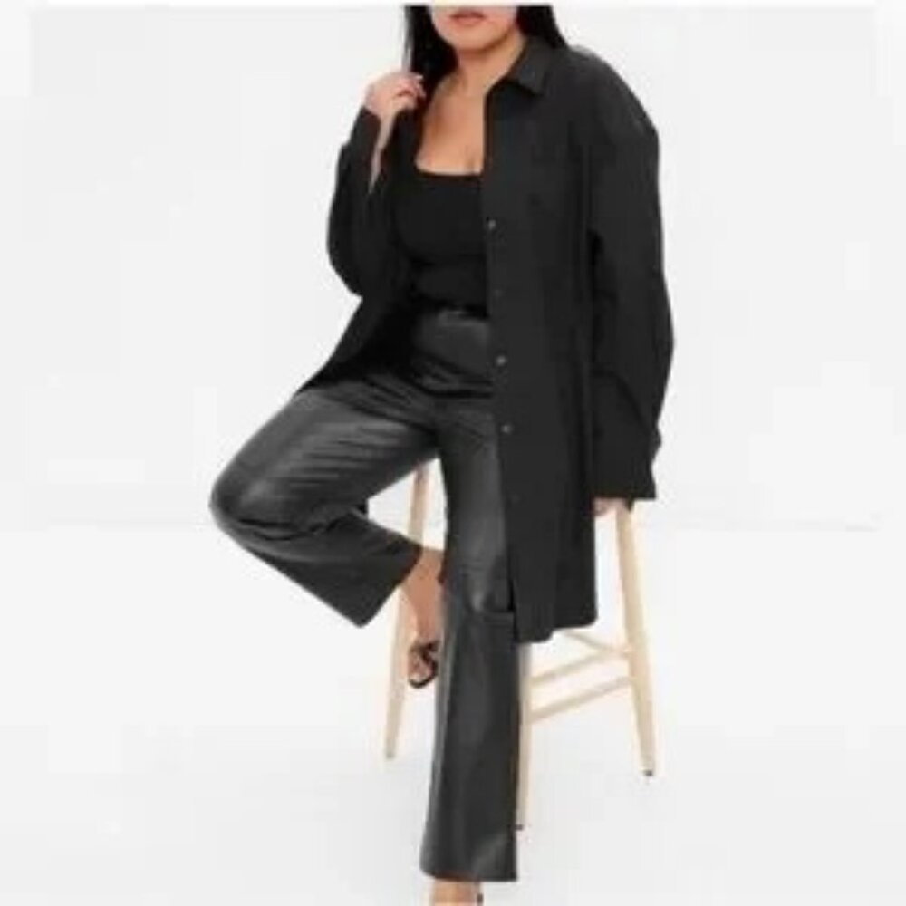 NWT Gap organic cotton poplin Weekend Tunic oversized shirt in Black